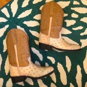 Vintage ostrich leather cowboy boots